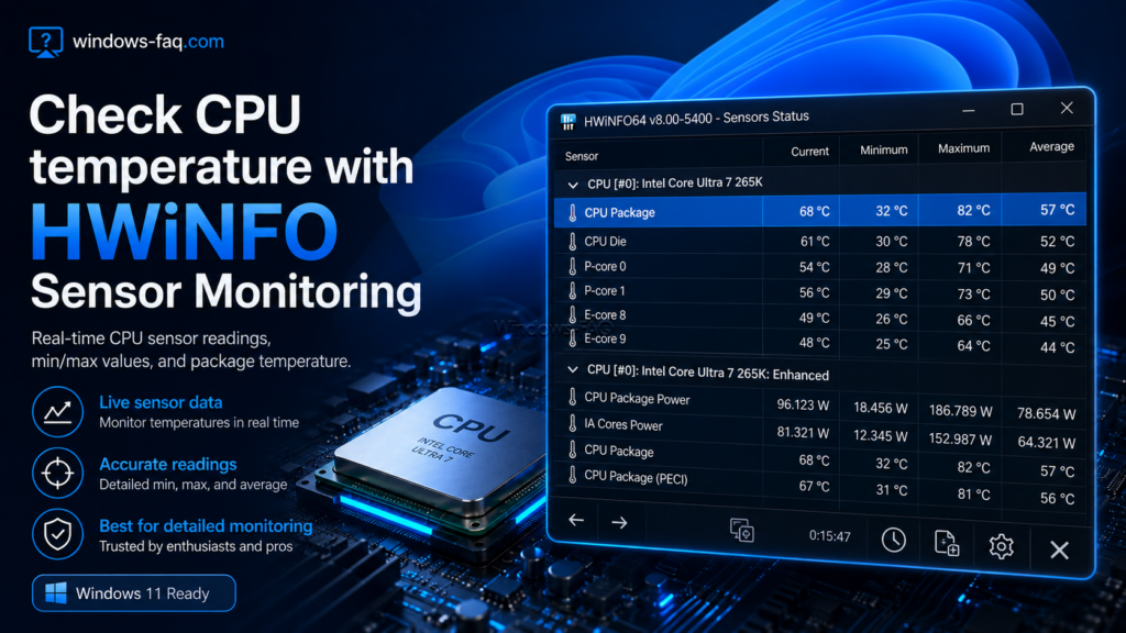 Check CPU temperature with HWINFO Sensor Monitoring
