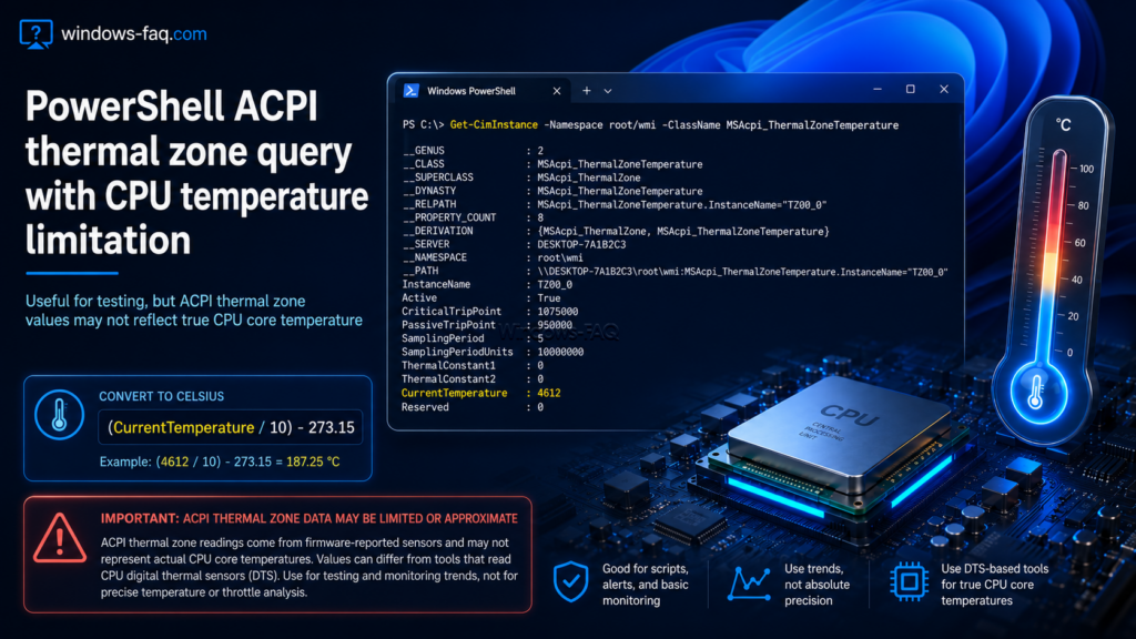 PowerShell ACPI thermal zone query with CPU temperature limitation