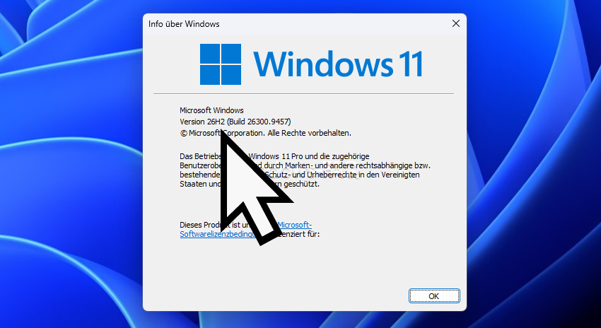 Verify the installed 26H2 Windows version