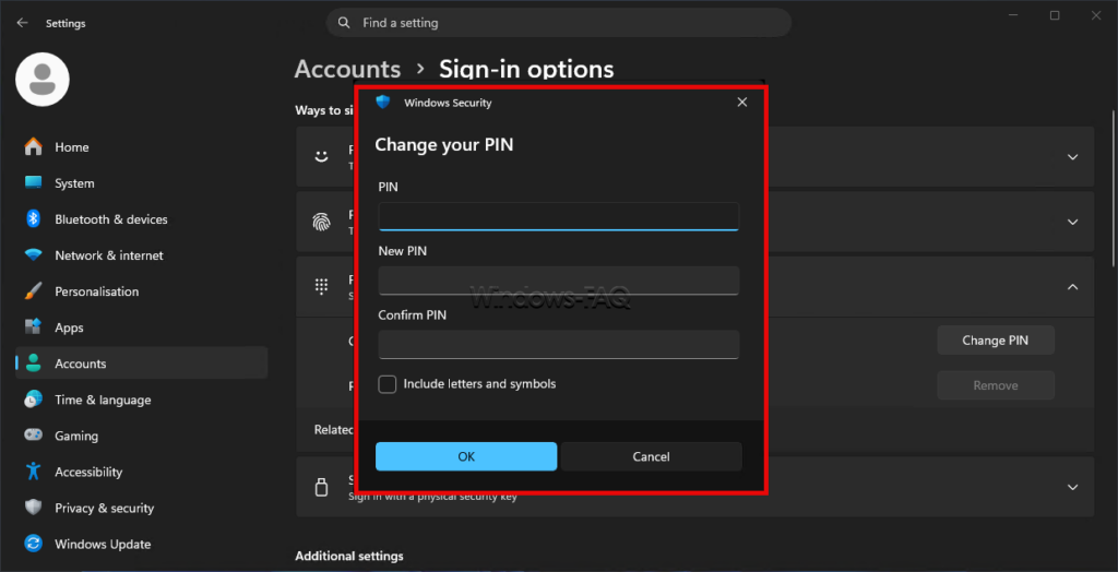 Windows Hello Change your PIN