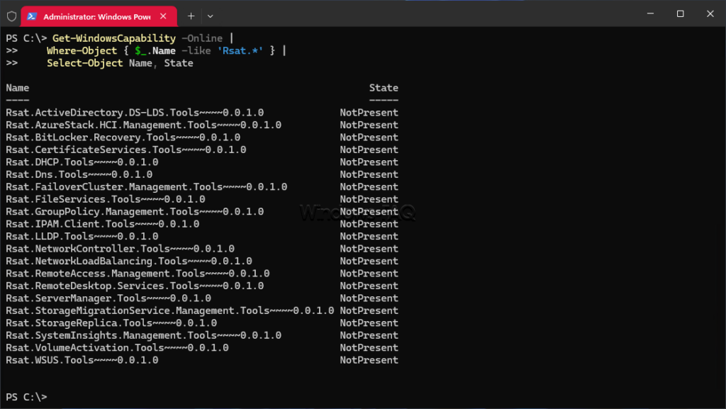 Check which RSAT components are available
