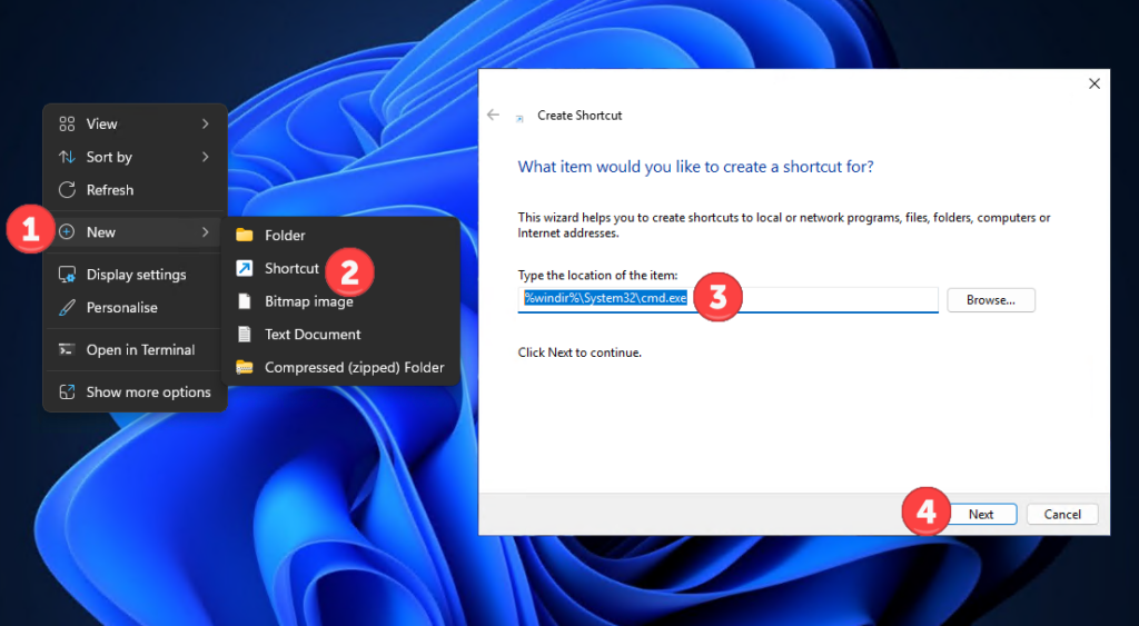 Create a CMD shortcut that requests administrator rights