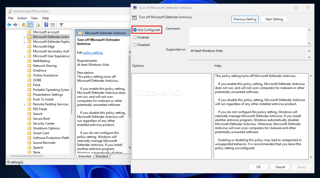 GPO Turn off Microsoft Defender Antivirus