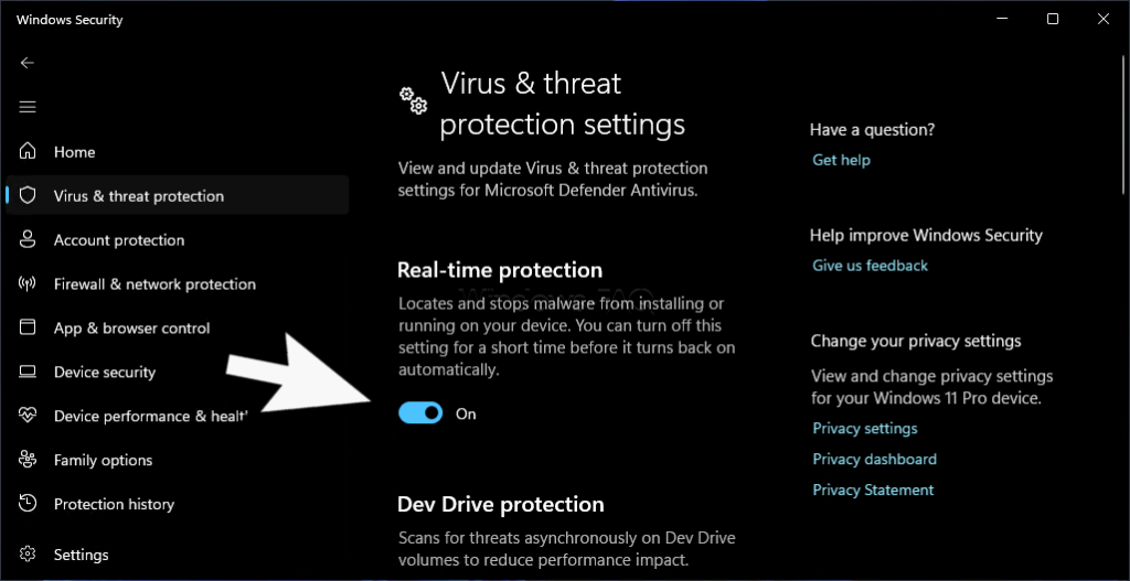 Real-time protection on