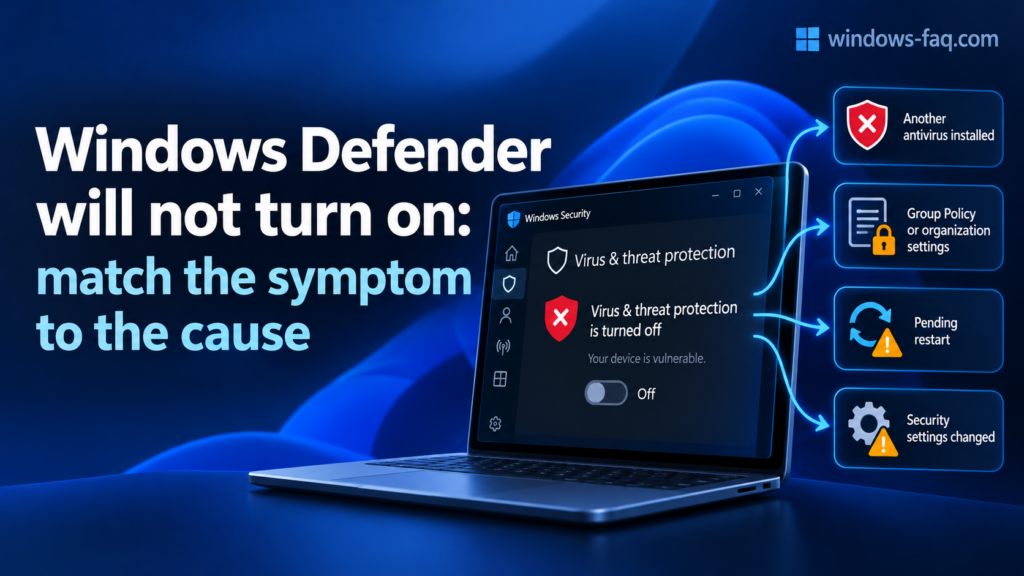 Windows Defender will not turn on