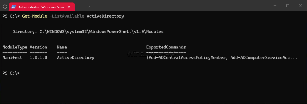 check Active Directory PowerShell module is available