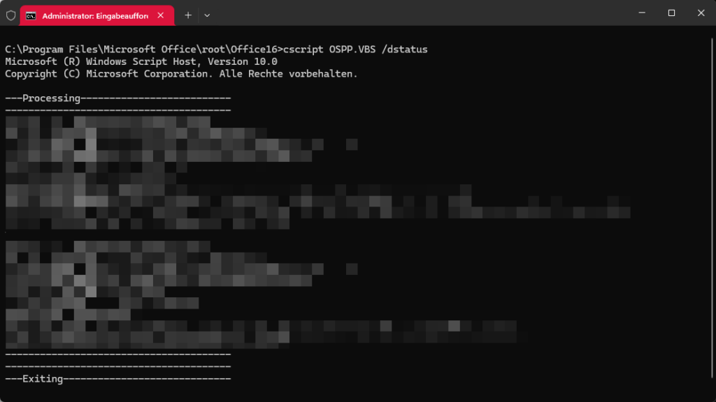 cscript OSPP.vbs dstatus